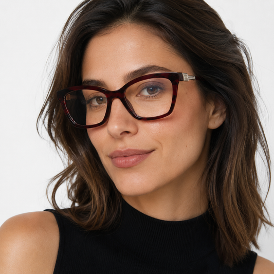 Model feminin purtând ochelarii de vedere Gaia vișinii