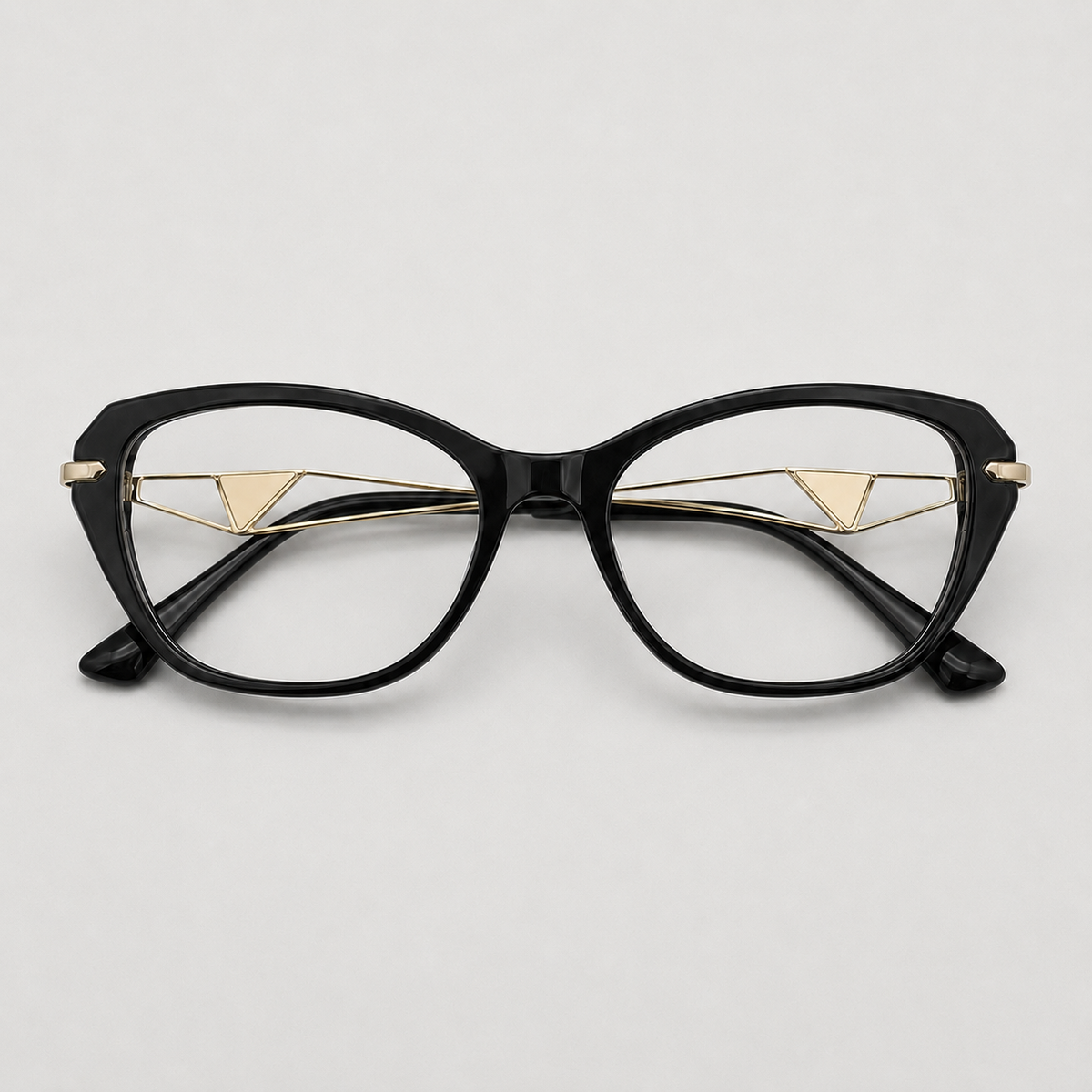 Ochelari de vedere Mara cu ramă cat-eye neagră și brațe pliate