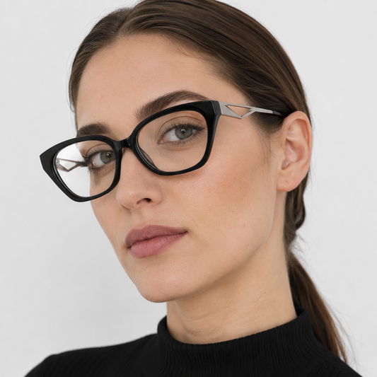 Model femeie purtând ochelari de vedere Nara Negru