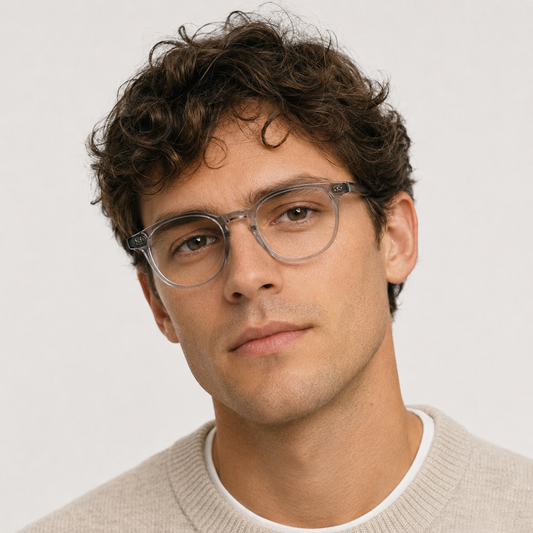 Model masculin purtând ochelari de vedere Niko Gri