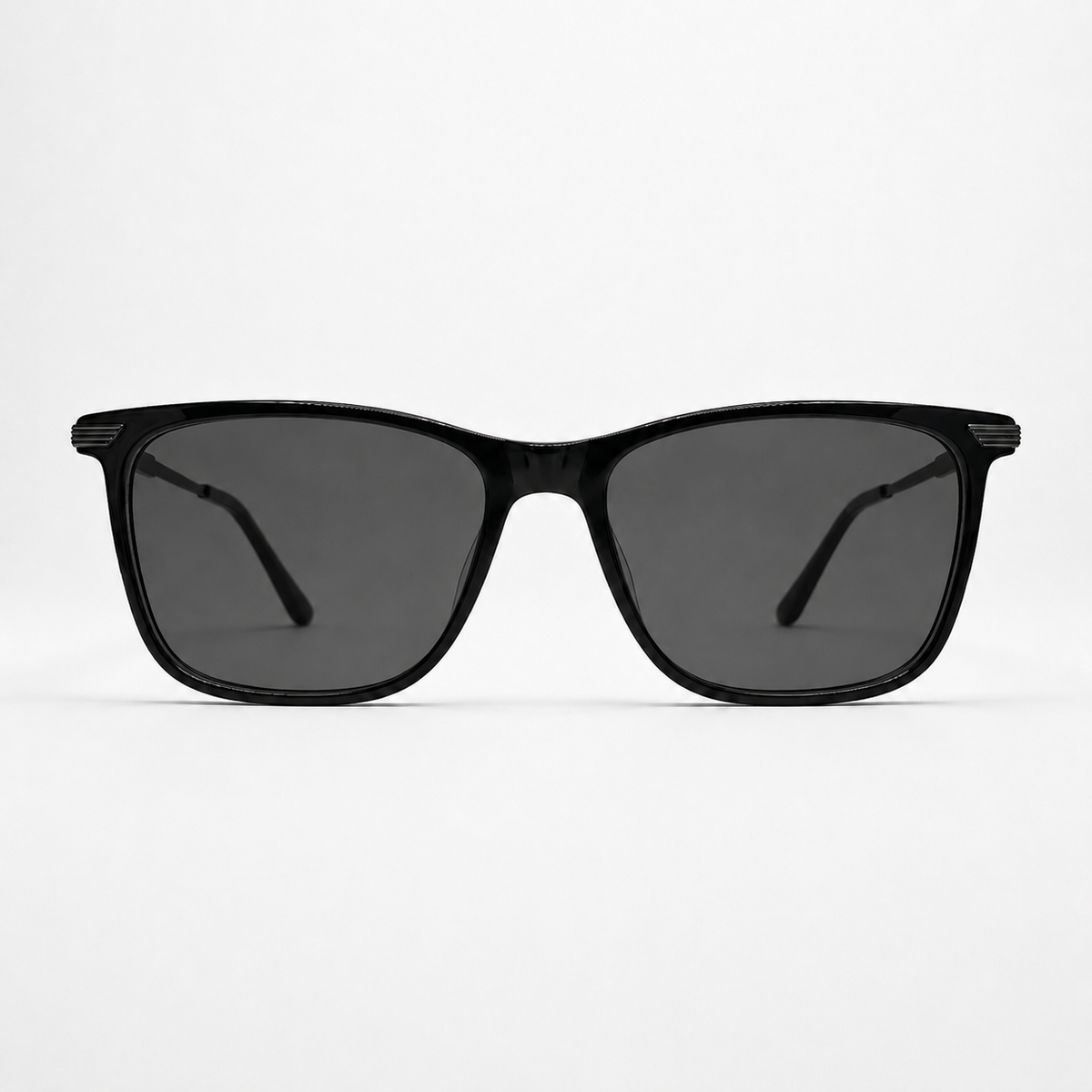 Ochelari de soare cu dioptrii Axel Negru, ramă unisex dreptunghiulară cu lentile gri