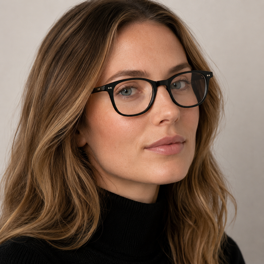 Model femeie purtând ochelari de vedere Ciro Negru
