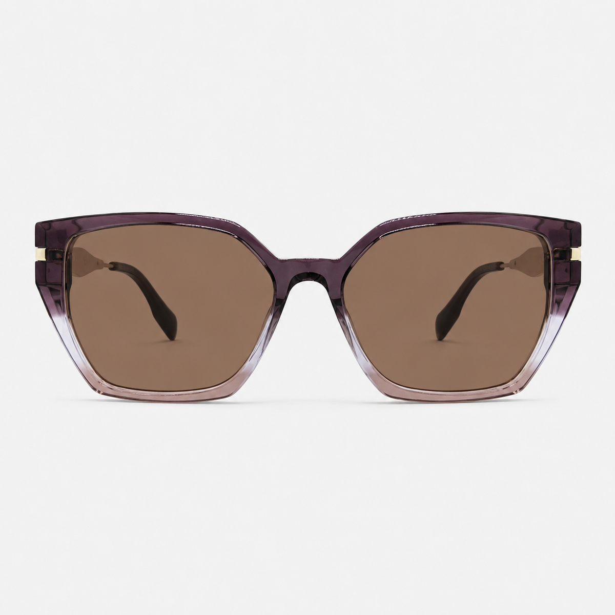 Ochelari de soare cu dioptrii Cleo Burgundy transparent, ramă cat-eye și lentile maro