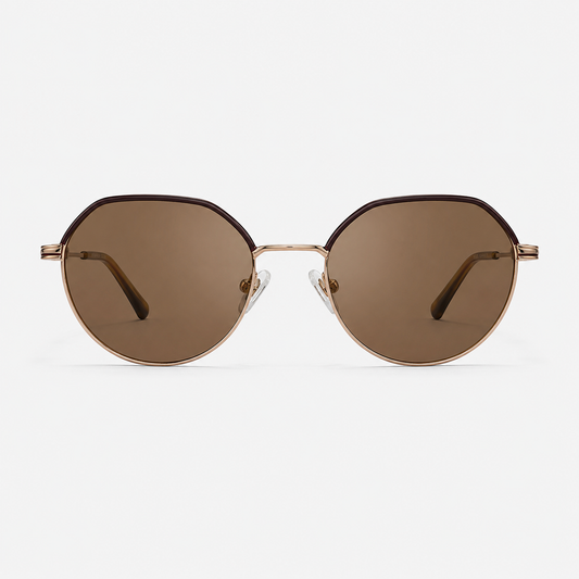Ochelari de soare Eden Rose Gold cu lentile maro, vedere din față