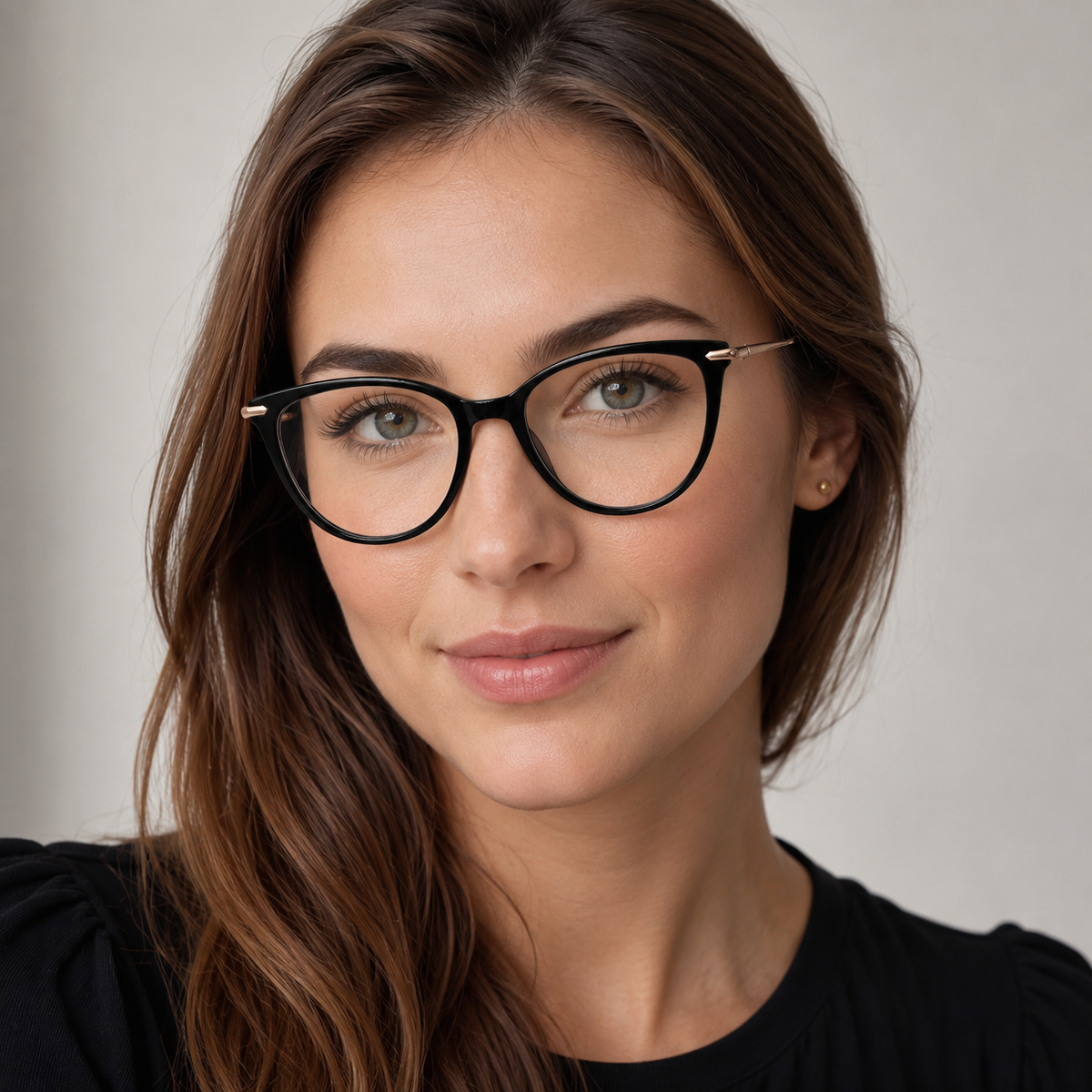 Model feminin purtând ochelarii de vedere Esme negru