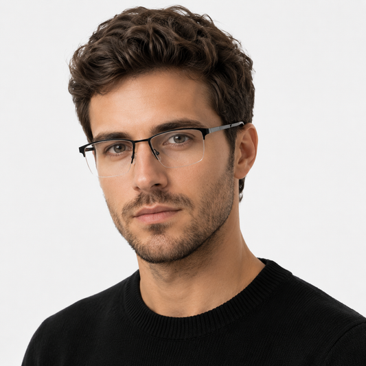 Ochelari de vedere Ezra Negru purtați de bărbat