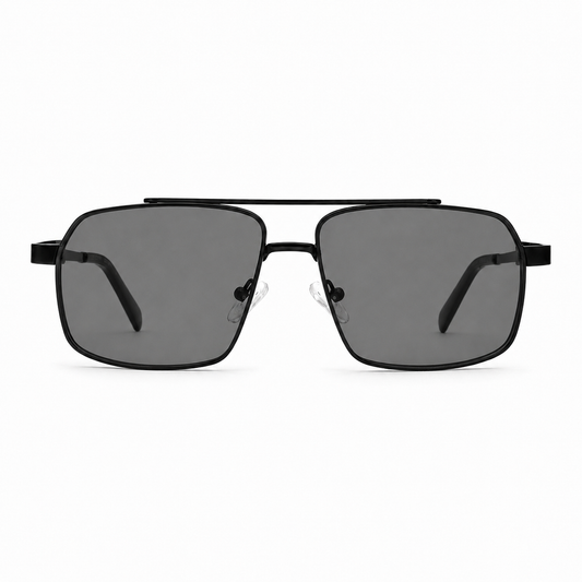 Ochelari de soare cu dioptrii Kai Negru mat, ramă aviator cu lentile gri