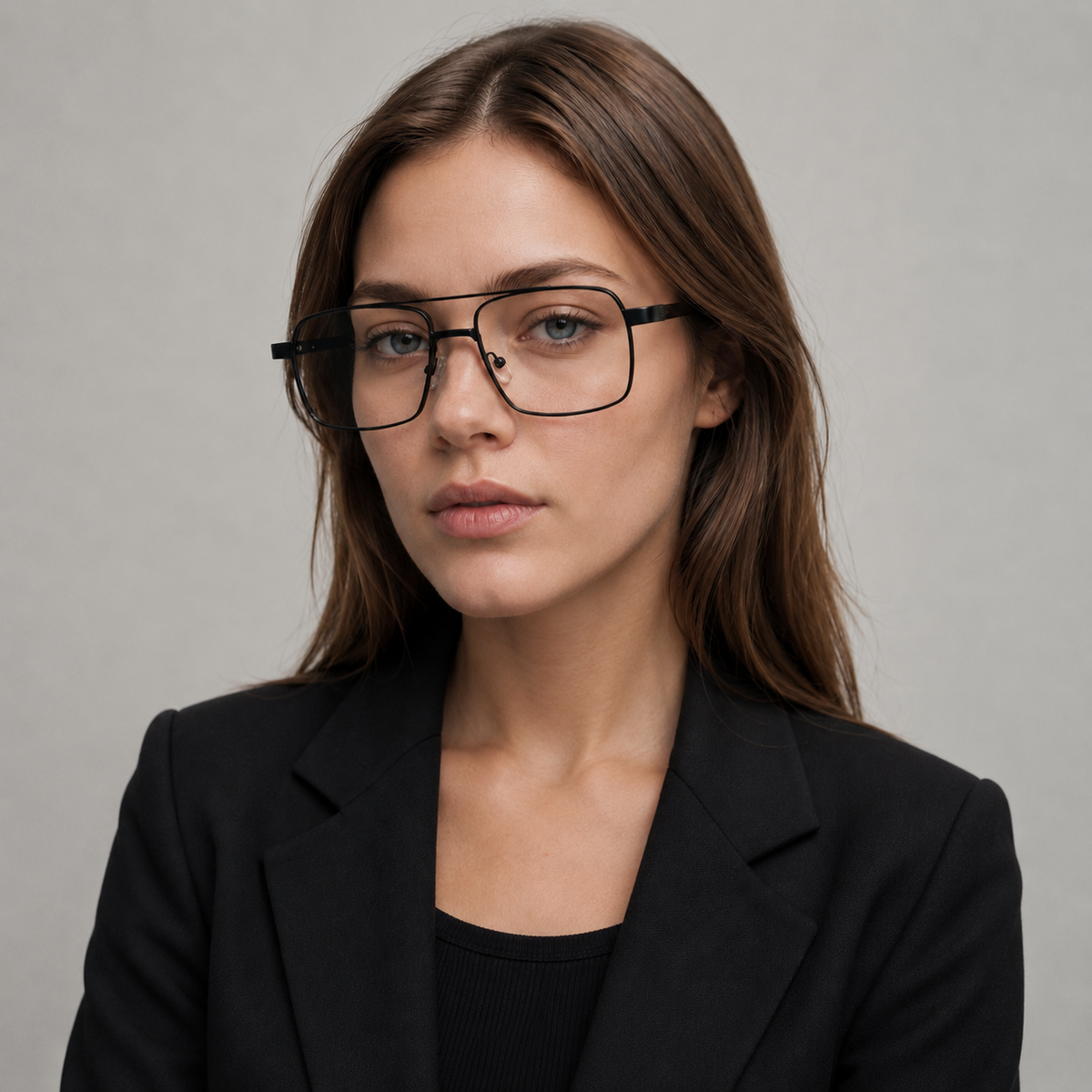 Model femeie purtând ochelari de vedere Kai Negru mat