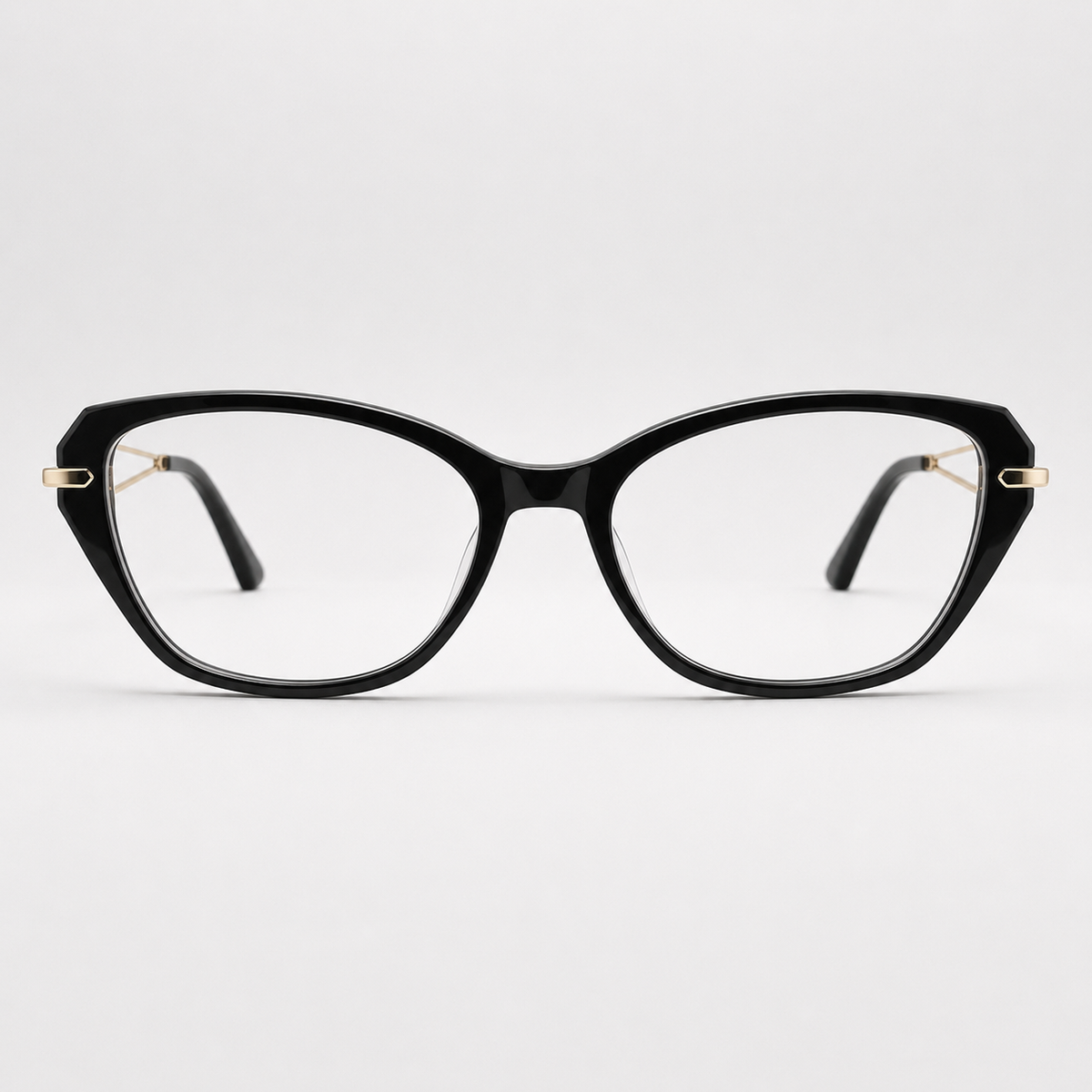 Ochelari de vedere Mara cu ramă cat-eye neagră, vedere frontală