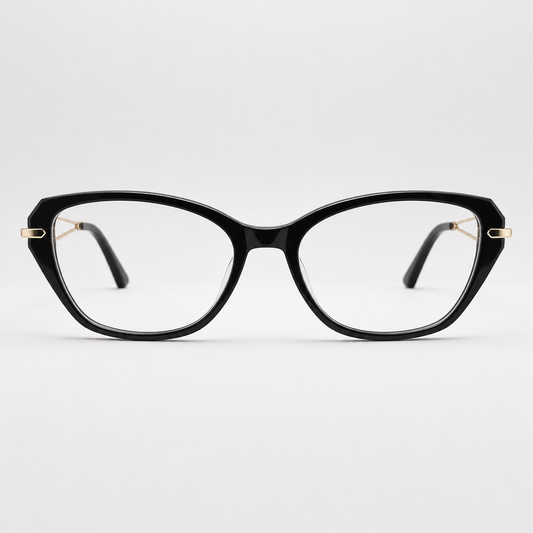 Ochelari de vedere Mara cu ramă cat-eye neagră, vedere frontală