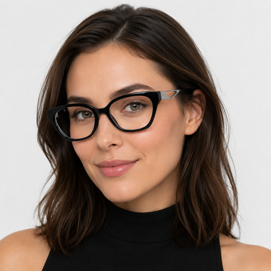 Ochelari de vedere Nyla Negru purtați de model feminin