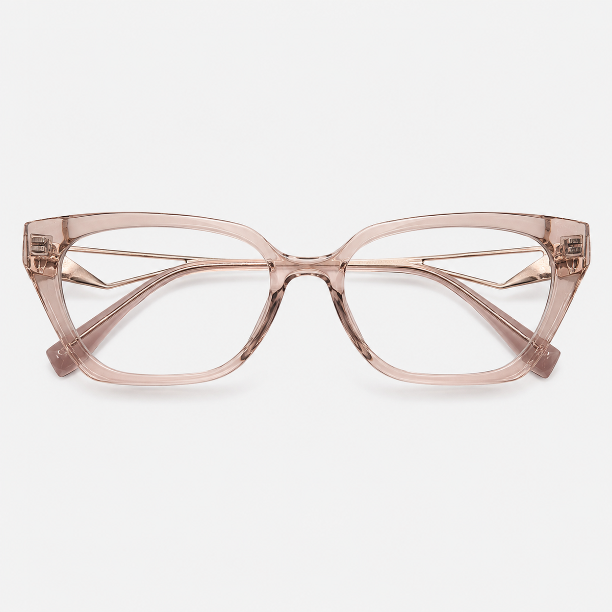 Ochelari de vedere Nyla Roz pudră cu formă cat-eye alungită, vedere la 45 de grade