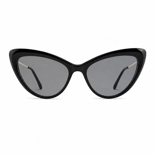 Ochelari de soare cu dioptrii Mila Negru cat-eye, vedere frontală
