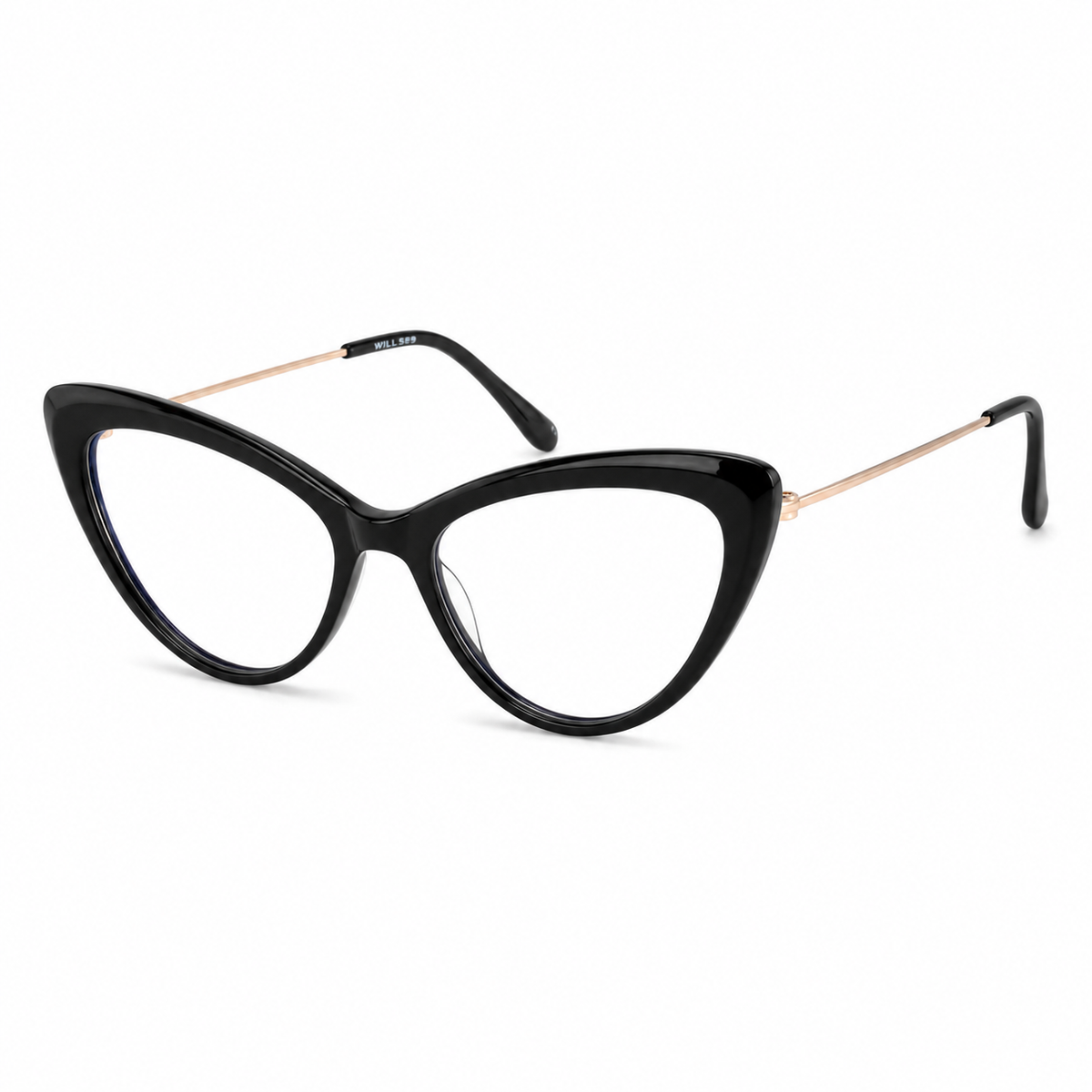 Ochelari de vedere Mila Negru cat-eye, vedere la 45 de grade