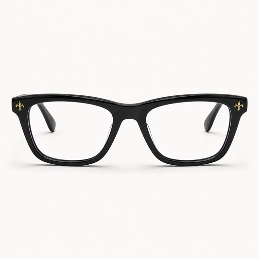 Ochelari de vedere Oskar Negru, ramă unisex din acetat cu formă dreptunghiulară