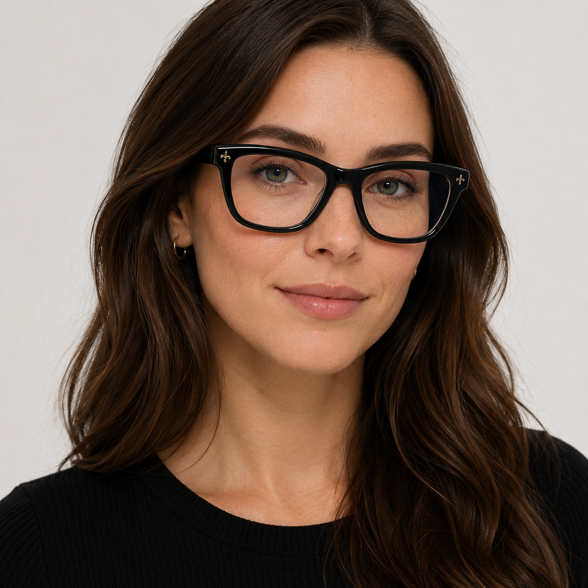 Model femeie purtând ochelari de vedere Oskar Negru din acetat