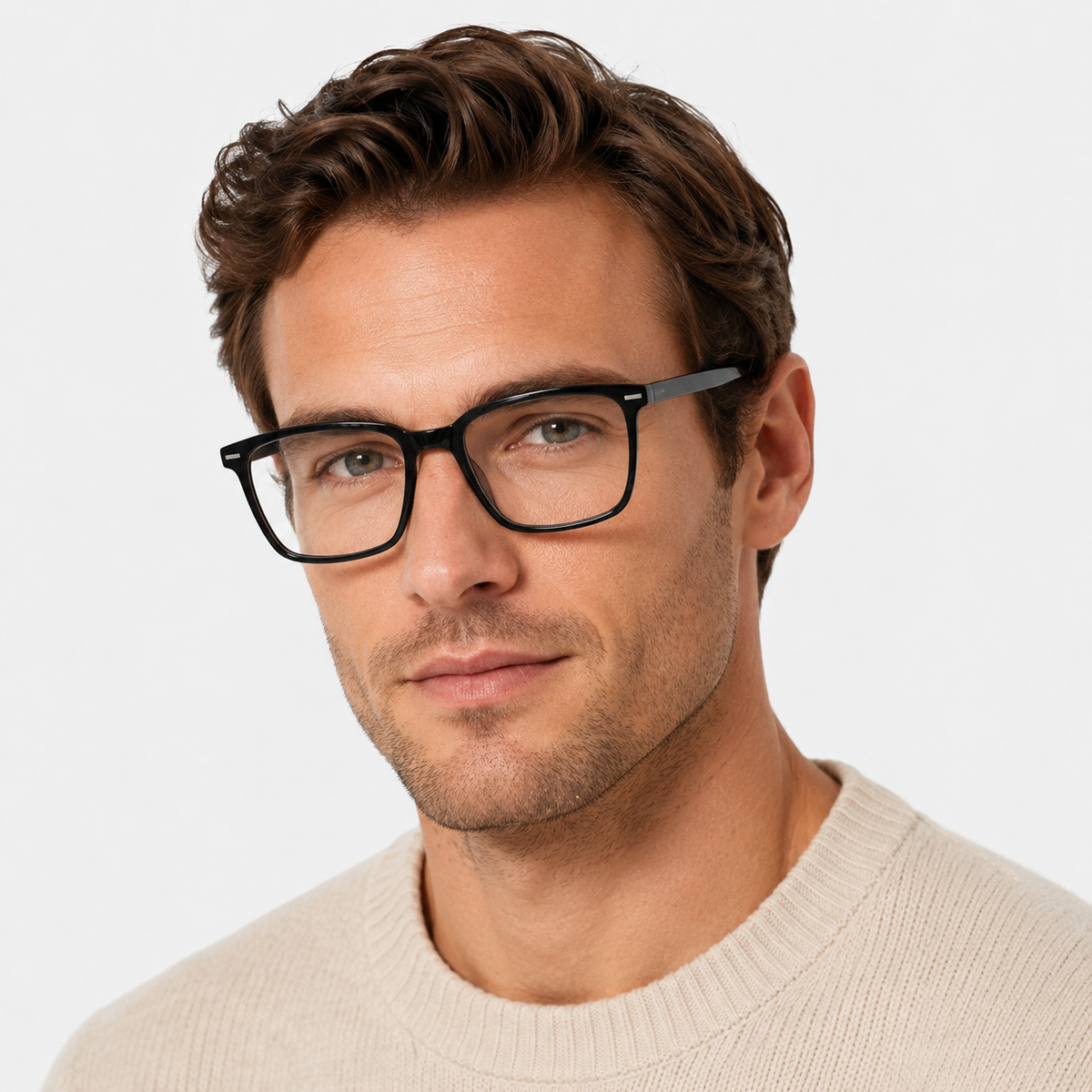 Model bărbat purtând ochelari de vedere Otis Negru