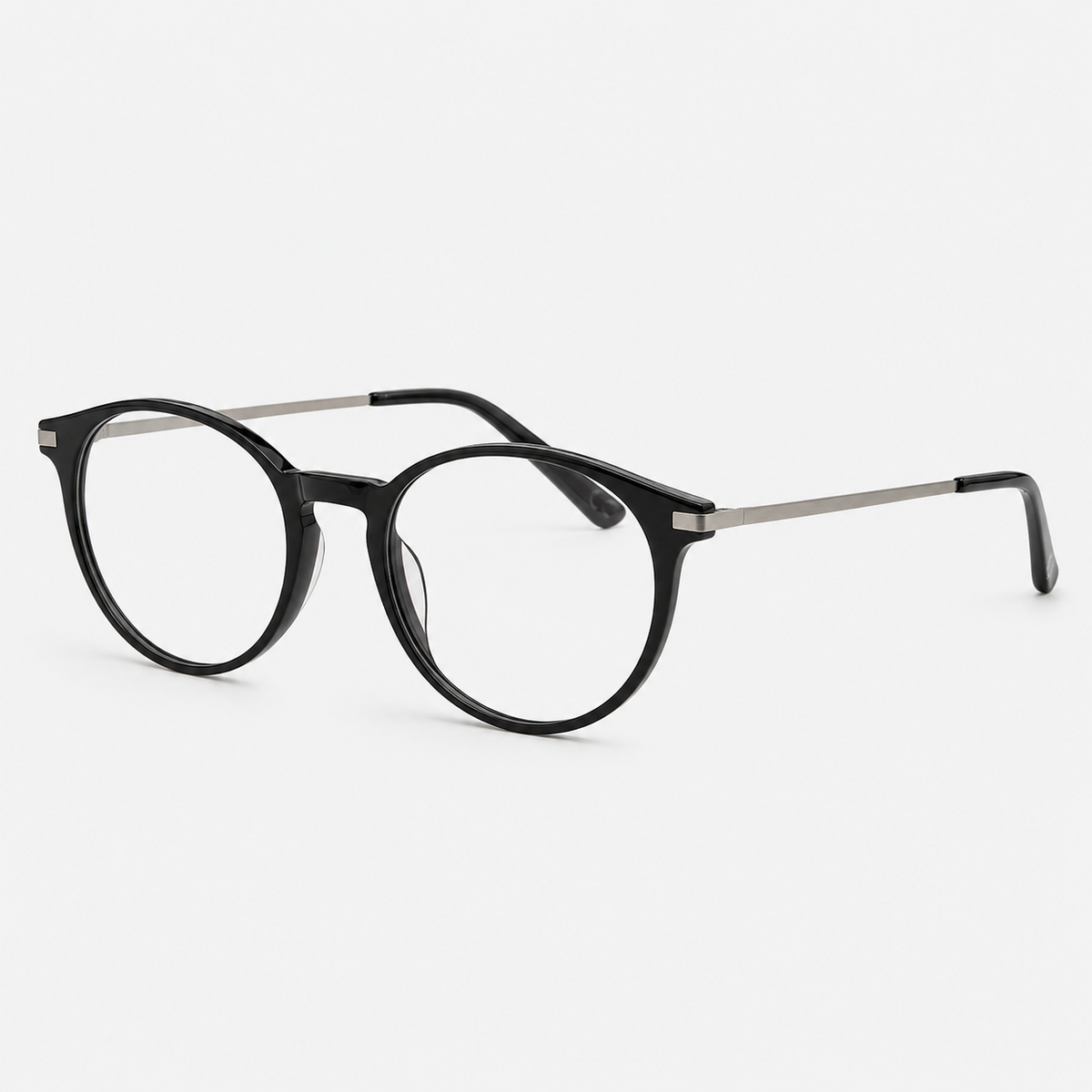 Remi Negru, ochelari de vedere unisex cu front din acetat negru și brațe metalice subțiri