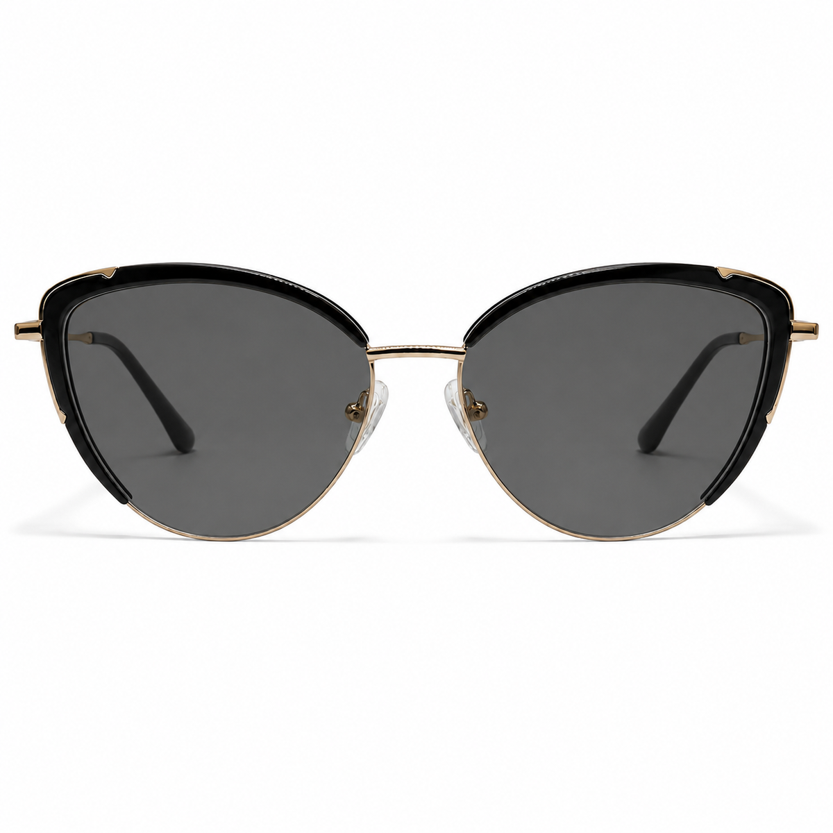 Ochelari de soare cu dioptrii Selma Negru Auriu, ramă cat-eye cu lentile gri