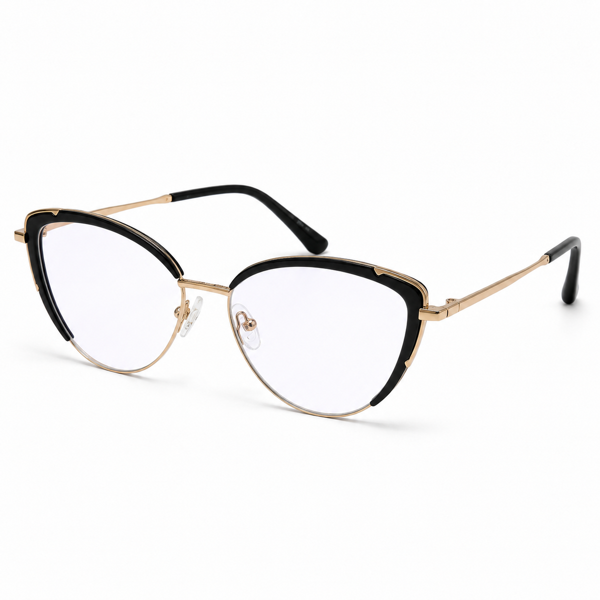 Selma Negru Auriu, ochelari de vedere cat-eye cu detalii metalice