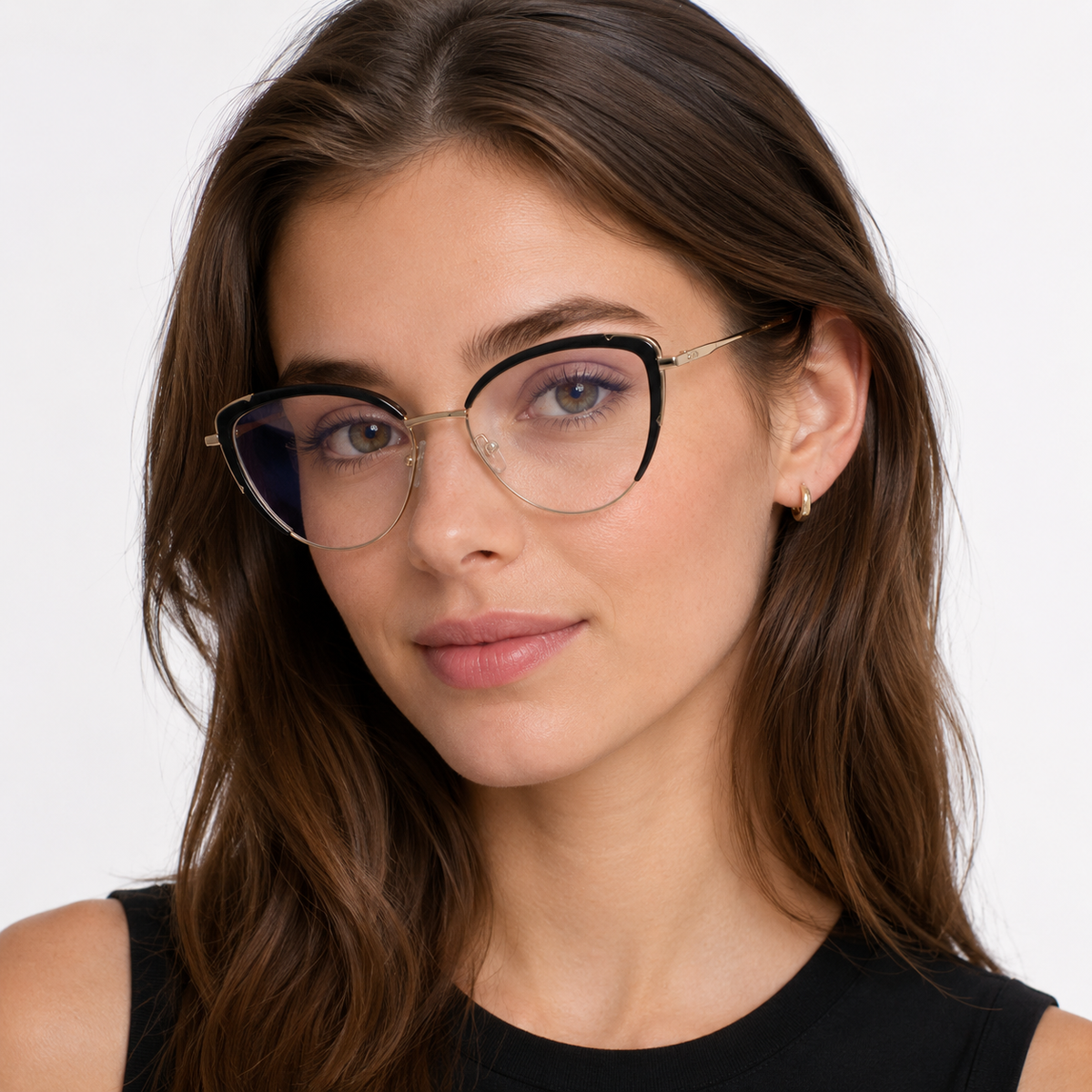 Model femeie purtând ochelari de vedere Selma Negru Auriu