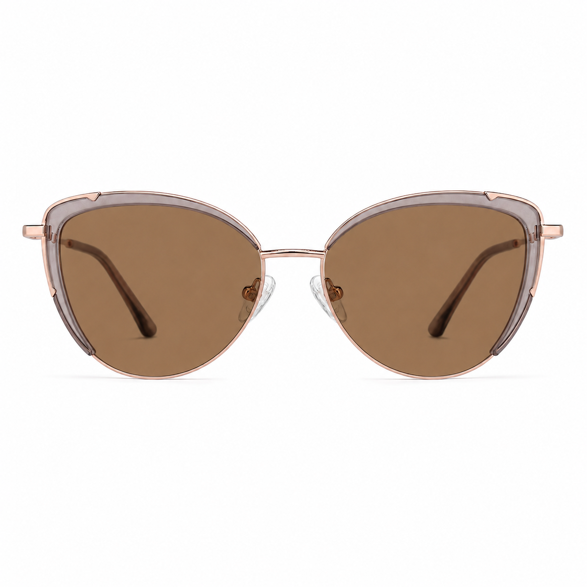 Ochelari de soare cu dioptrii Selma Roz Pudrat, ramă cat-eye cu lentile maro