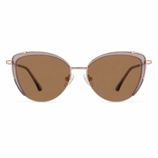 Ochelari de soare cu dioptrii Selma Roz Pudrat, ramă cat-eye cu lentile maro