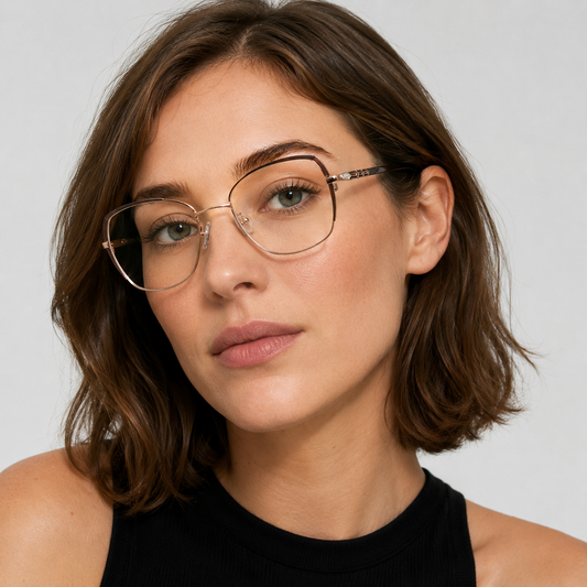 Ochelari de vedere Siena Rose Gold purtați de femeie