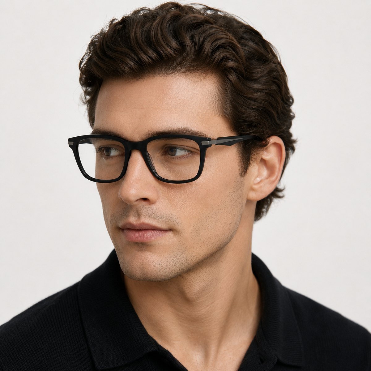 Model bărbat purtând ochelari de vedere Soren Negru