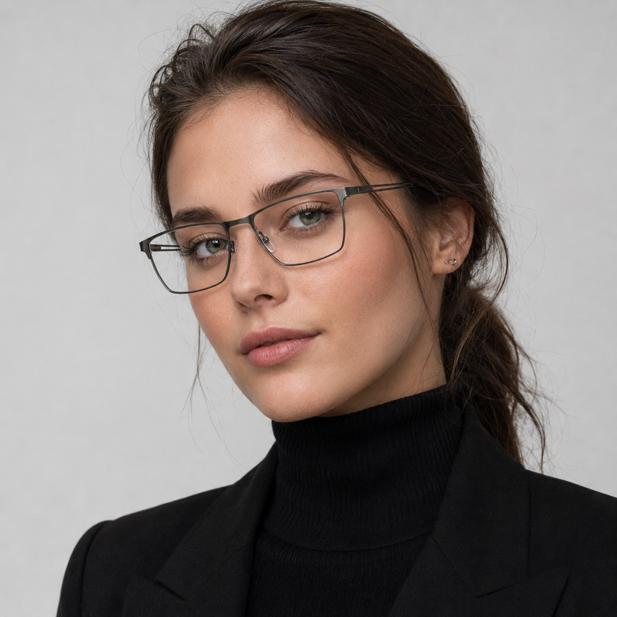Model femeie purtând ochelari de vedere Vince Gri