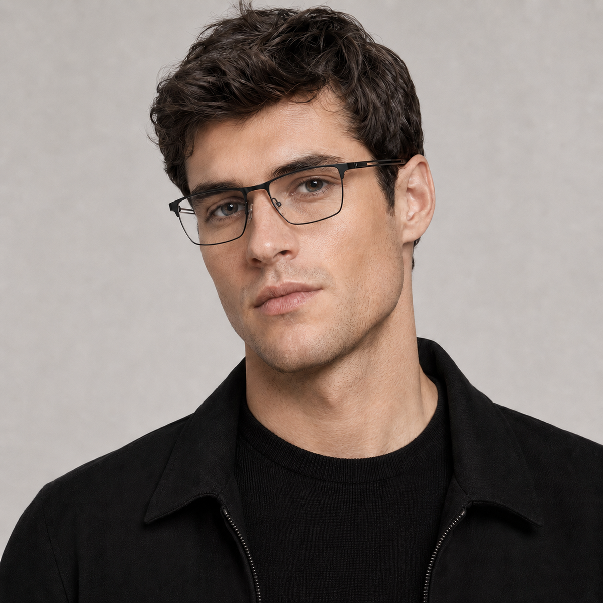 Model bărbat purtând ochelari de vedere Vince Negru mat