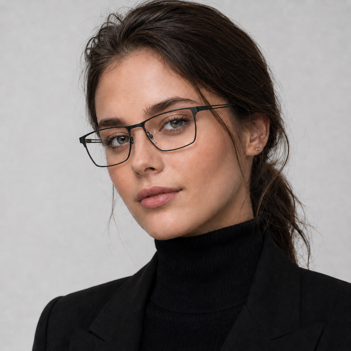 Model femeie purtând ochelari de vedere Vince Negru mat